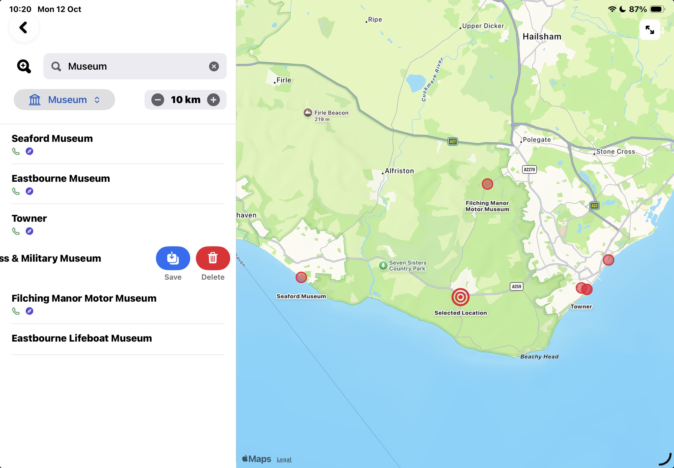Charging-station results near a location.