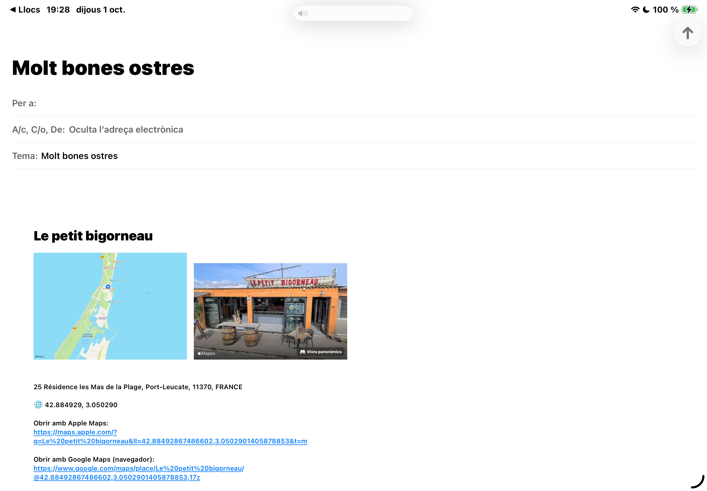 El PDF enviat conté tota la informació rellevant per què el destinatari no es perdi!